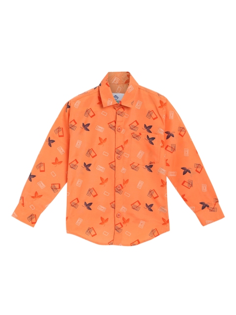 

Kidling Boys Orange Classic Regular Fit Printed Casual Shirt