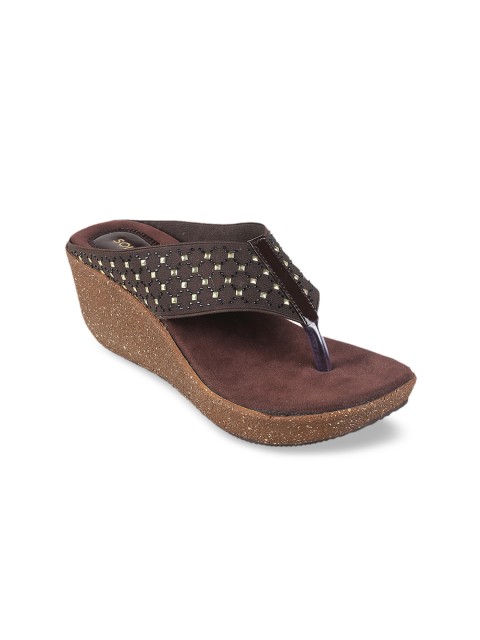 

SOLE HEAD Women Brown Embellished Sandals
