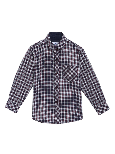 

Kidling Boys Navy Blue & White Regular Fit Checked Casual Shirt