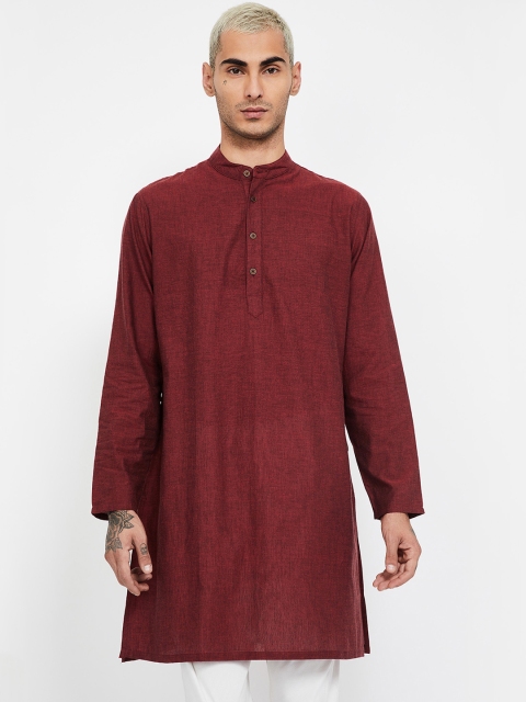 

Melange by Lifestyle Men Maroon Solid Straight Kurta
