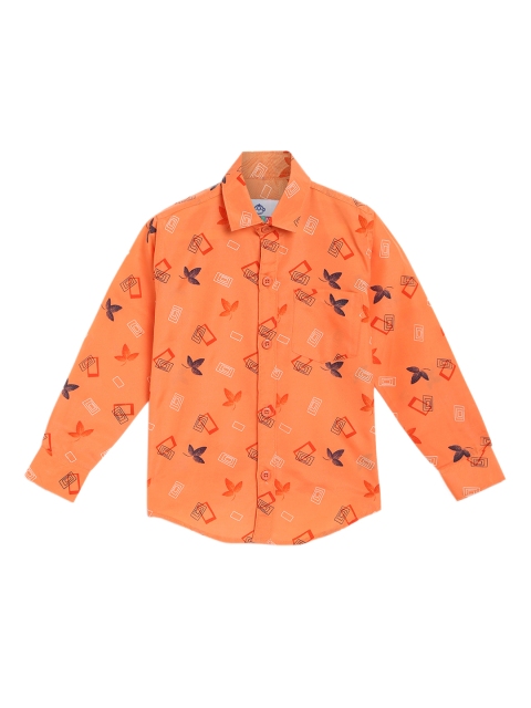 

Kidling Boys Orange & Blue Classic Regular Fit Printed Casual Shirt