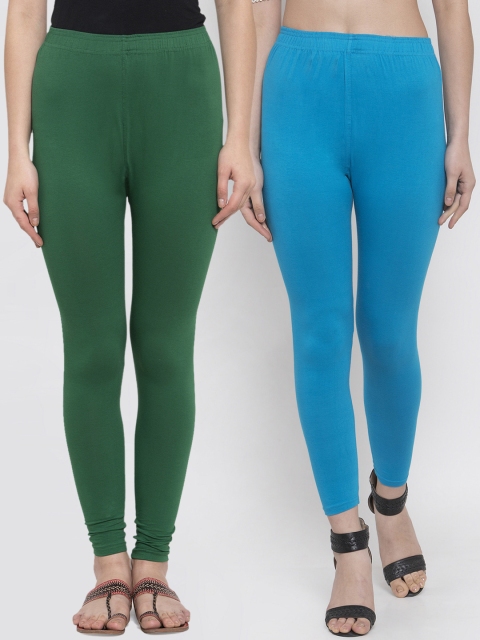 

TAG 7 Women Pack Of 2 Solid Ankle-Length Leggings, Green