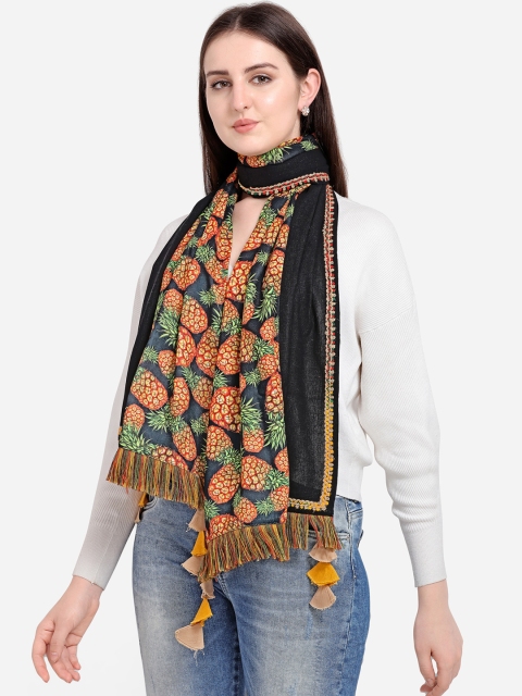 

Mesmora Women Black Printed Stole