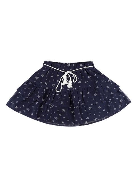 

Cherokee Girls Blue & White Star Printed Knee-Length Tiered Skirt