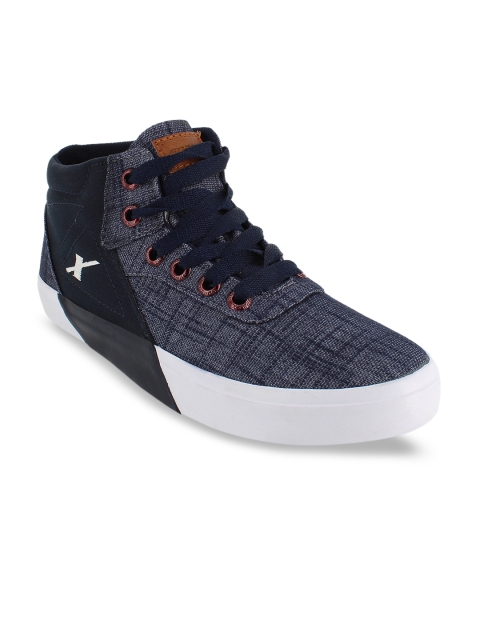 

Sparx Men Navy Blue Woven Design SM-360 Canvas Mid-Top Sneakers