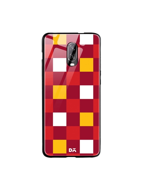 

DailyObjects Red & Yellow Checked OnePlus 6T Glass Case