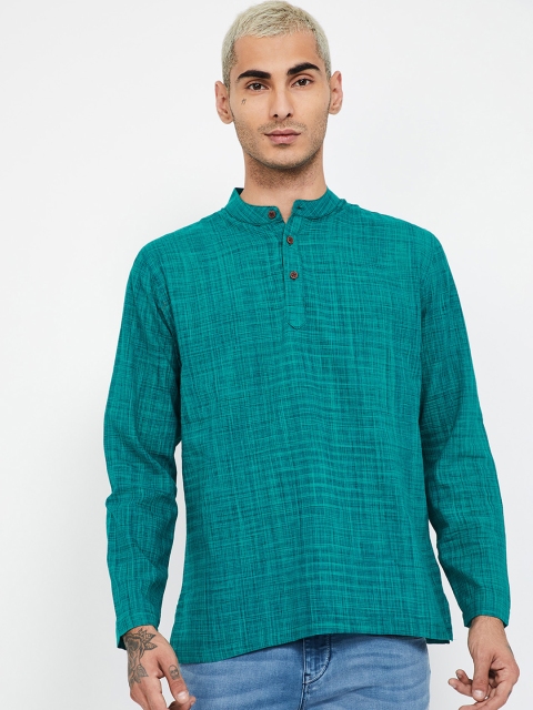 Melange by Lifestyle Men Green Solid Straight Kurta