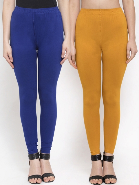 

TAG 7 Women Pack Of 2 Solid Ankle-Length Leggings, Mustard