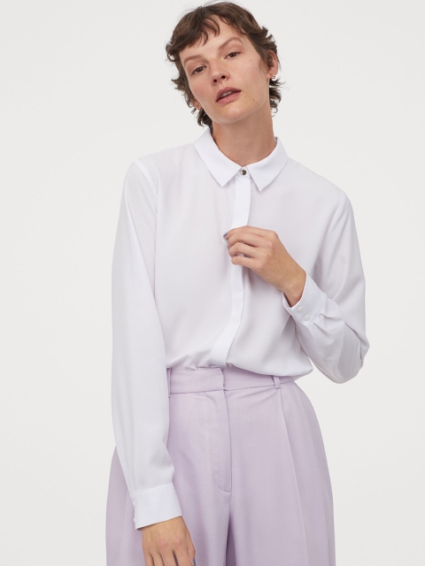 

H&M Women White Long-Sleeved Blouse