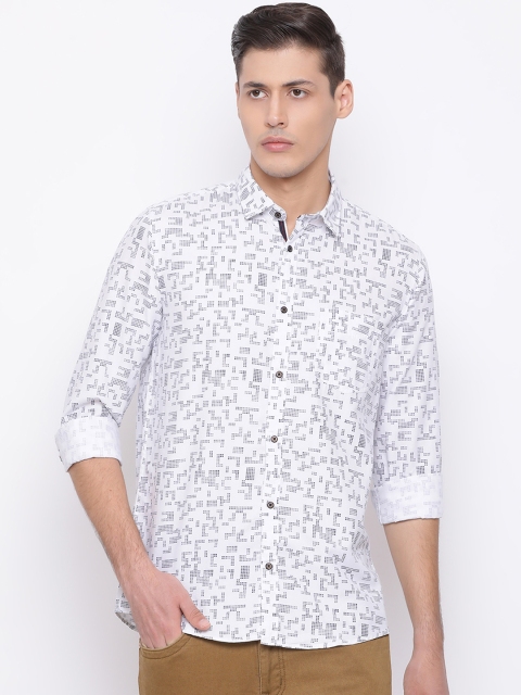 

Richlook Men White Slim Fit Printed Casual Shirt