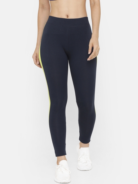 

De Moza Women Navy Blue Striped Ankle-Length Tights