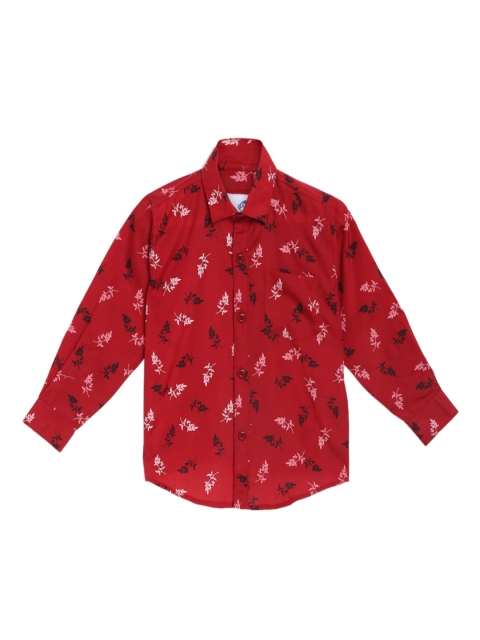 

Kidling Boys Maroon & Black Regular Fit Printed Casual Shirt