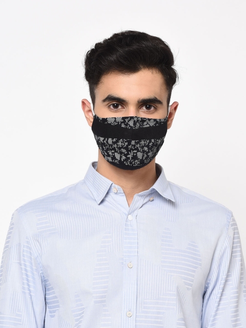 

Blackberrys Men Black & White Printed 3-Ply Anti-Pollution Reusable Cloth Masks