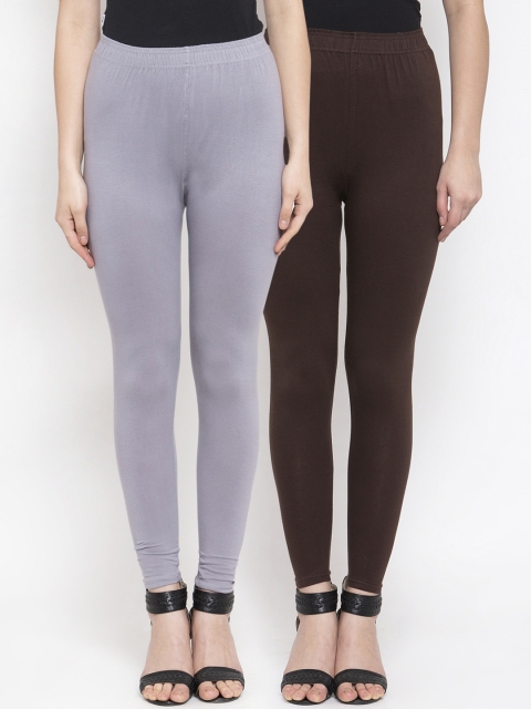 

TAG 7 Women Pack Of 2 Solid Ankle-Length Leggings, Grey