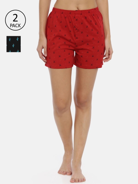 

Curare Women Pack Of 2 Printed Lounge Shorts, Multi