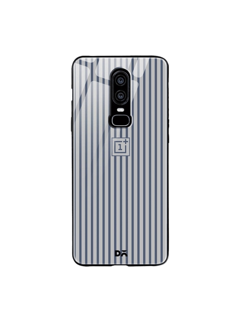 

DailyObjects Grey & Navy Blue Stripes OnePlus 6 Glass Mobile Case