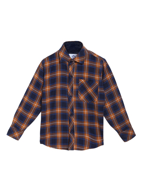 

Kidling Boys Navy Blue & Orange Checked Casual Shirt