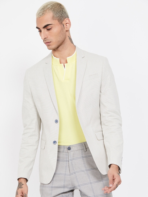 

CODE by Lifestyle Men Beige Self-Design Slim-Fit Single-Breasted Casual Blazer