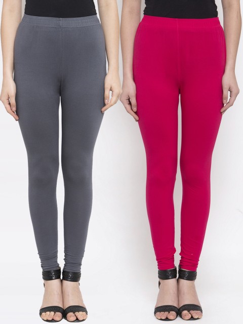 

TAG 7 Women Pack Of 2 Solid Ankle-Length Leggings, Grey