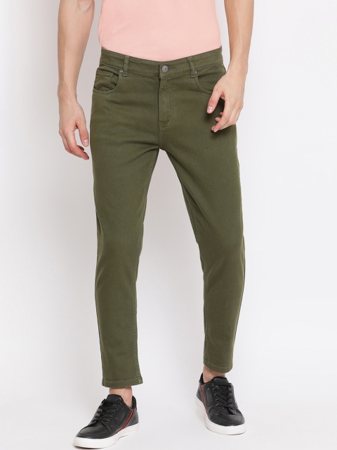 

REALM Men Olive Green Skinny Fit Mid-Rise Clean Look Stretchable Jeans