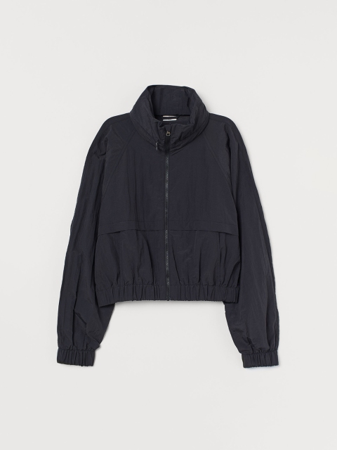 H&M Women Black Solid Water-Repellent Track Jacket