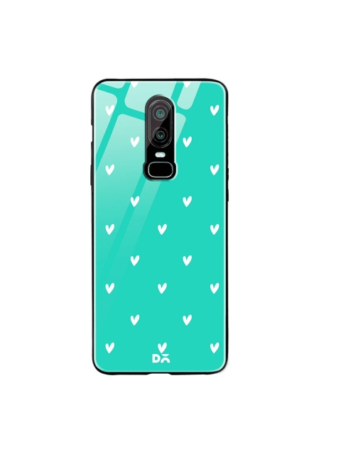 

DailyObjects Sea Green & White Bundle Heart Turquoise OnePlus 6 Glass Case