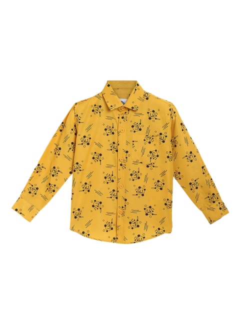 

Kidling Boys Yellow & Black Regular Fit Printed Casual Shirt, Mustard