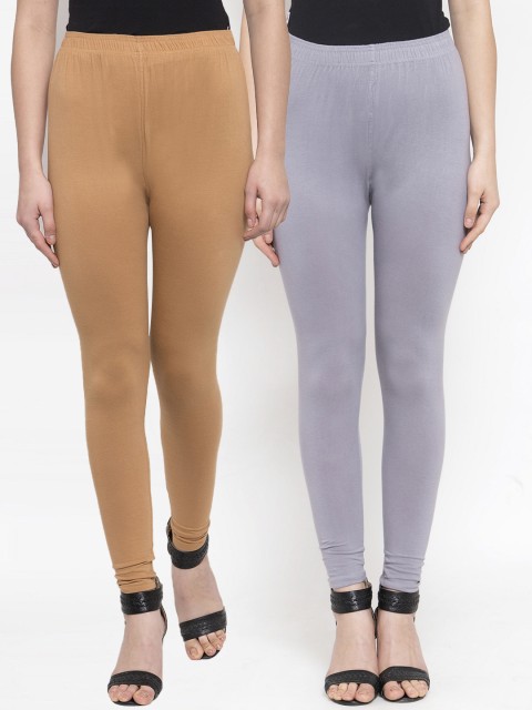 

TAG 7 Women Pack Of 2 Solid Leggings, Grey