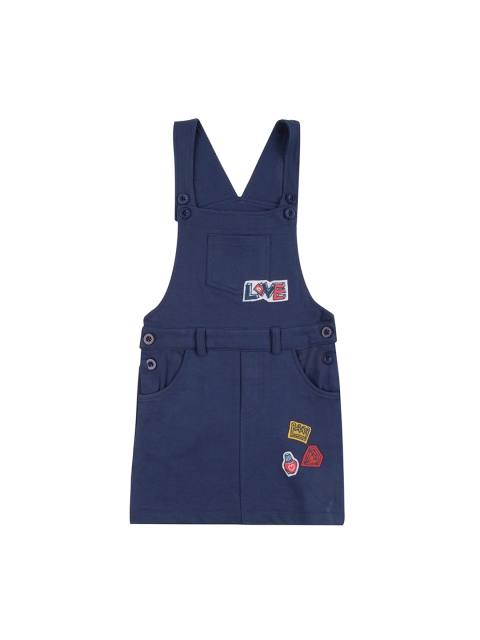 

Donuts Infants Girls Blue Solid Slim-Fit Pinafore Dress