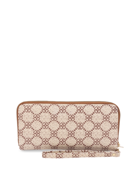 

Satchel Bags Women Brown & Beige Floral Printed Zip Around Wallet