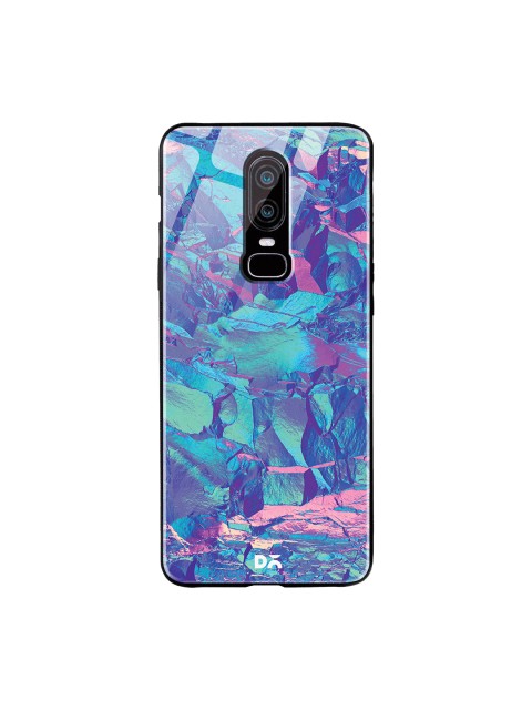 

DailyObjects Blue & Pink Frosted Holo Stone OnePlus 6 Glass Mobile Case