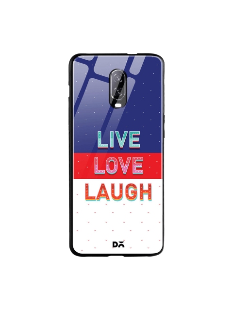 

DailyObjects Blue & Red Live Love Laugh Tricolour OnePlus 6T Glass Case