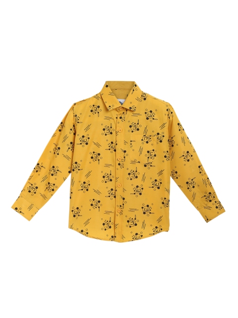 

Kidling Boys Yellow & Black Regular Fit Printed Casual Shirt
