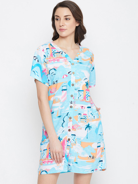 

Clovia Orange Printed Nightdress