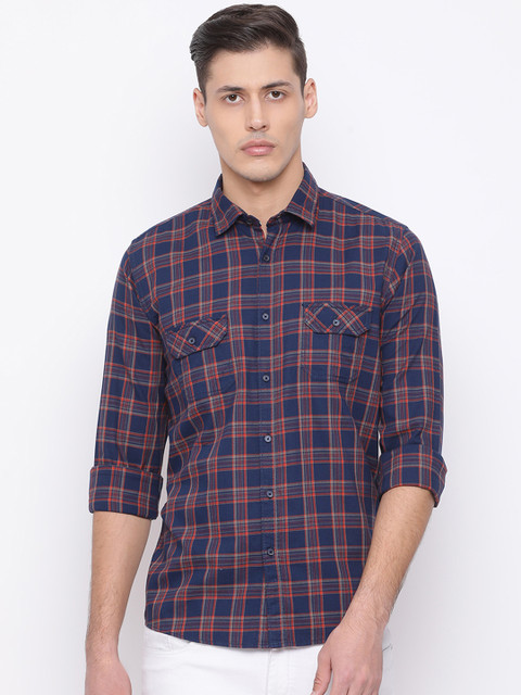 

Richlook Men Blue & Red Slim Fit Checked Casual Shirt