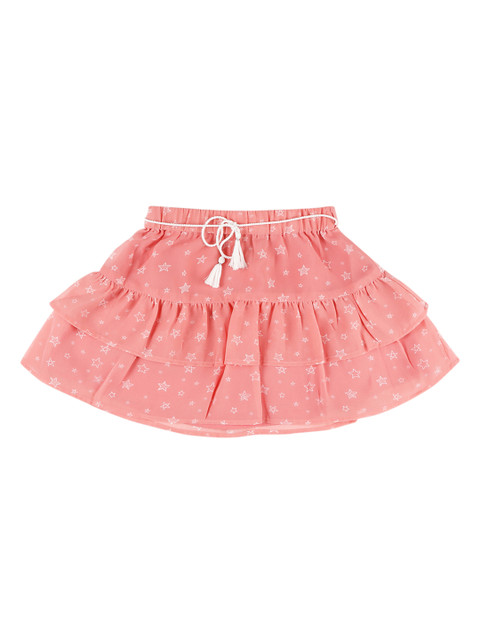 

Cherokee Girls Pink Star Printed Knee-Length Tiered Skirt