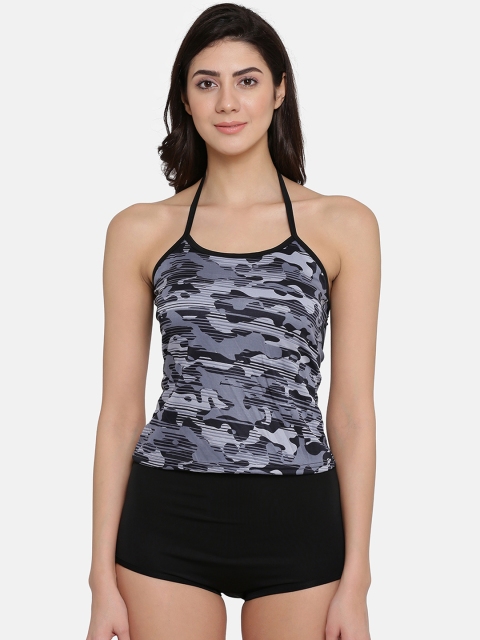 

Clovia Women Black & Grey Printed Swimsuit