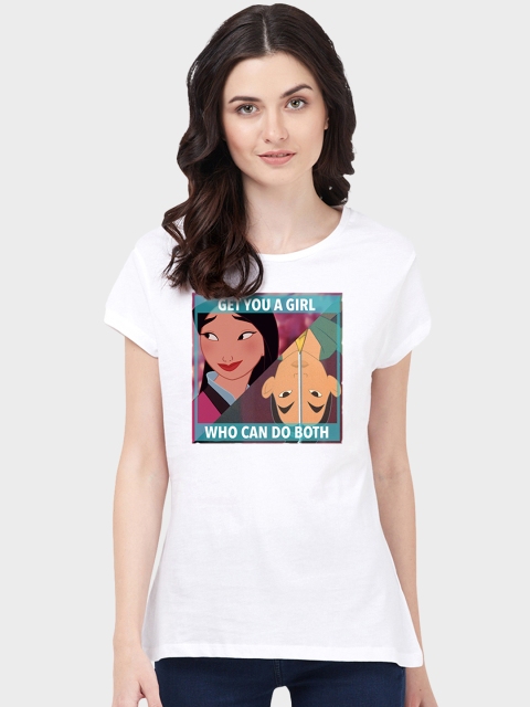 

Free Authority Women White Printed Round Neck T-shirt