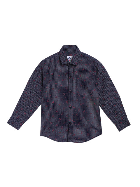 

Kidling Boys Navy Blue & Red Regular Fit Printed Casual Shirt