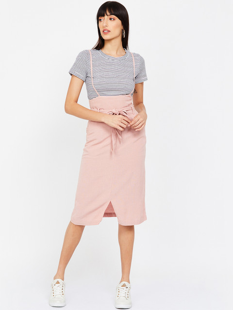 

Ginger by Lifestyle Women Pink Solid Pinafore Dress
