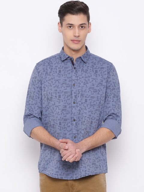 

Richlook Men Blue Slim Fit Printed Casual Shirt
