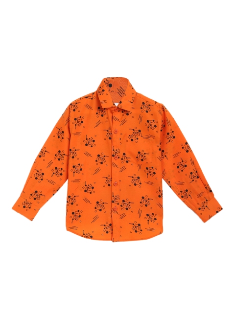 

Kidling Boys Orange & Black Printed Casual Shirt