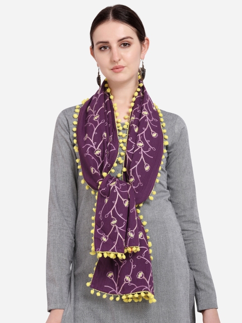 

Mesmora Women Purple Embroidered Stole