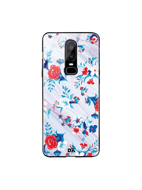 

DailyObjects Blue & Red Marble Flowers OnePlus 6 Glass Cover