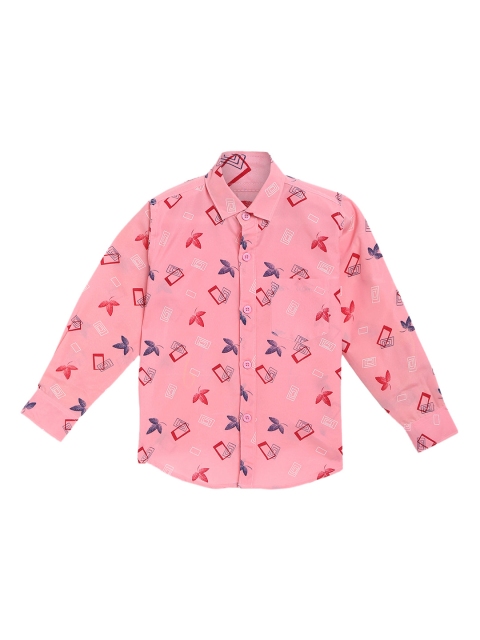 

Kidling Boys Pink & Red Printed Casual Shirt