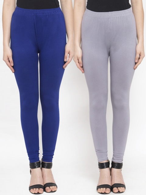 

TAG 7 Women Pack Of 2 Solid Ankle-Length Leggings, Grey