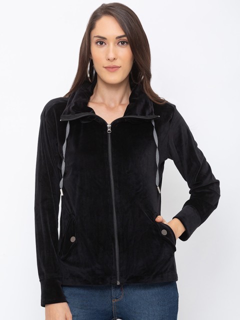 

Globus Women Black Solid Open Front Jacket