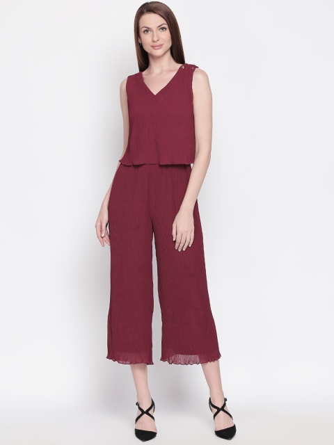 Forever Glam by Pantaloons Women Red Solid Basic Jumpsuit