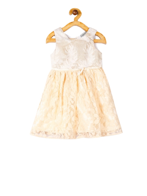 

Cherokee Girls Orange Self Design Fit and Flare Dress