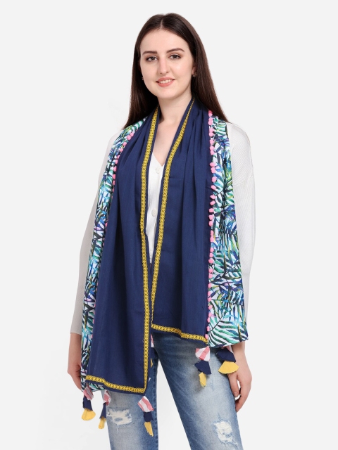 

Mesmora Women Navy Blue Printed Stole